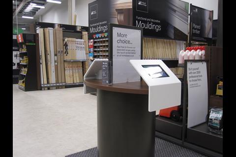 Shoppers can browse products online from touch screens in the Homebase store